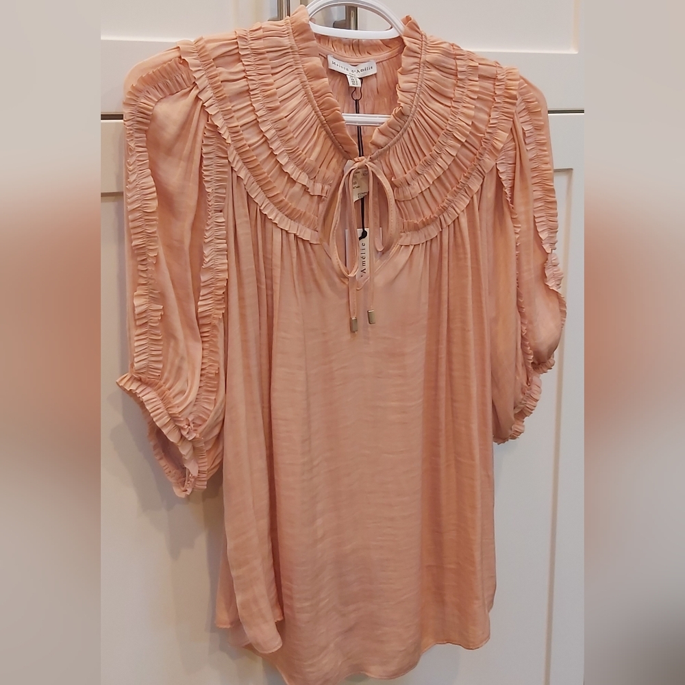 Maison d' Amelia peach ruffled Blouse